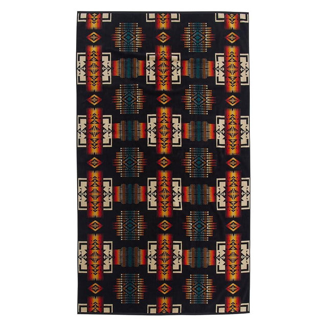 Pendleton Oversized Jacquard Spa Towels, 40 x 70 inches Bath Towels, 100% Cotton, Soft and Quick Dry for the Beach, Hot Tub, Pool - Black