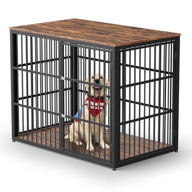 Lyromix 48'' XXL Dog Crate Furniture with 3 Doors,Wooden Crate End Table Heavy Duty Indoor Combination Cage for Medium to Large Dogs, Multiple Units Can be Combined
