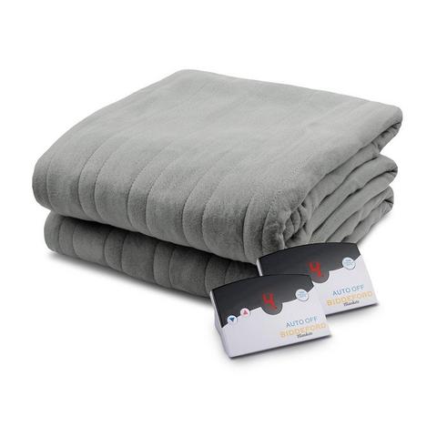 Pure Warmth by Biddeford Fleece Electric Heated Blanket Queen Grey