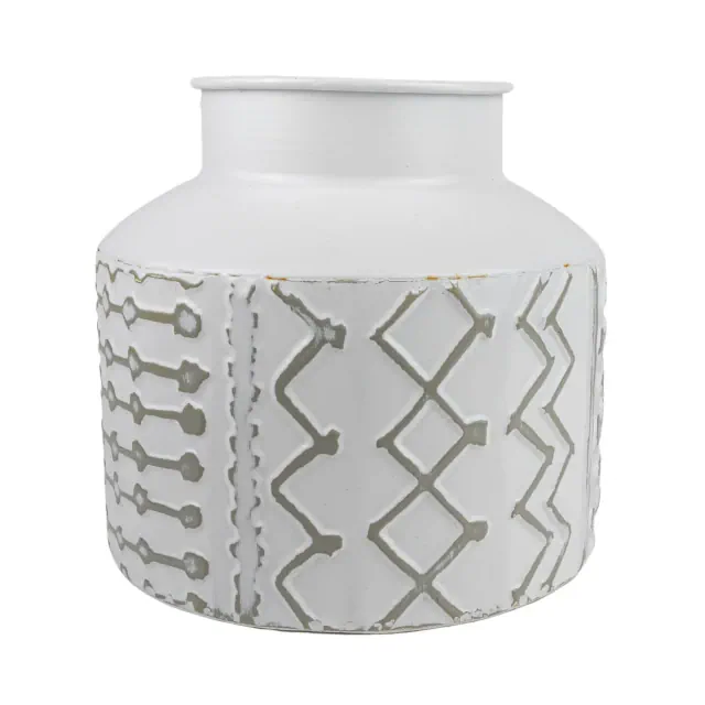 6.75" Aaliyah Gray Multi Pattern Boho Chic Style Decorative Metal Vase