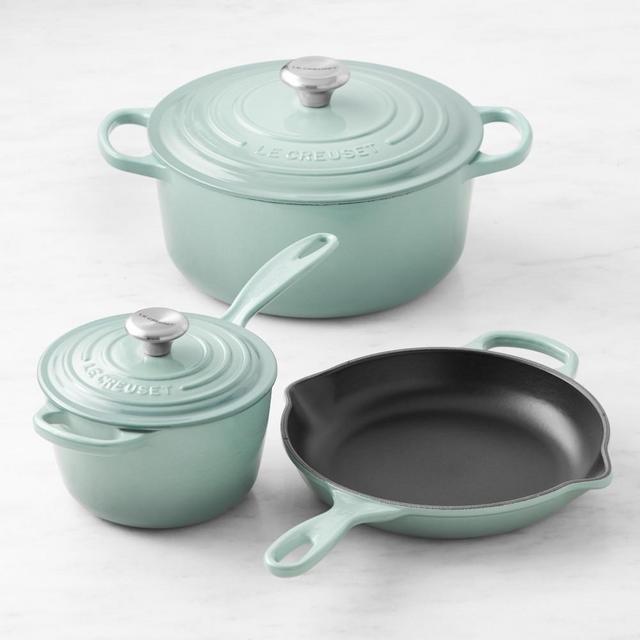 Le Creuset Signature Enameled Cast Iron 5-Piece Cookware Set, Sea Salt