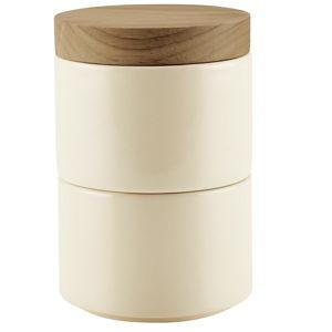 Rachael Ray Ceramics Stacking Spice Box Set with Lid, 3 Piece, Almond