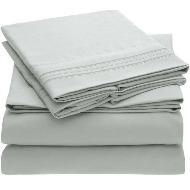 Mellanni Queen Sheet Set - Hotel Luxury 1800 Bedding Sheets Pillowcases - Extra Soft Cooling Bed Sheets - Deep Pocket up to 16 inch - Wrinkle, Fade, Stain Resistant - 4 Piece (Queen, Light Gray)