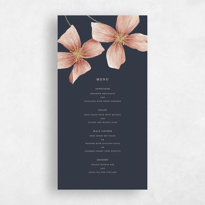 Navy, Blue Wedding Menu - Findley