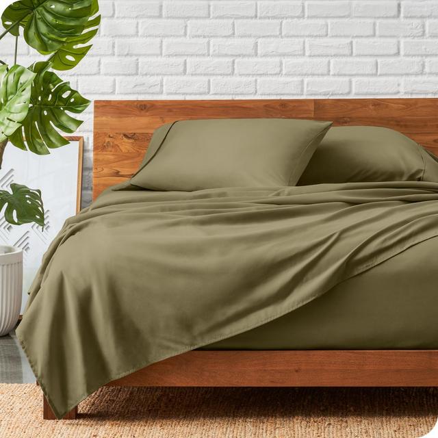 King Olive 4 Piece Ultra-Soft Double Brushed Sheet Set by Bare Home