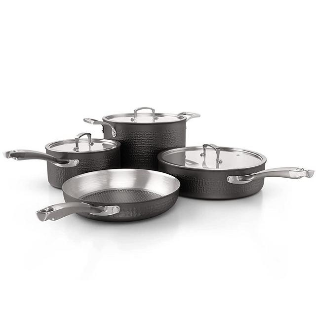 Homaz life Pots and Pans Set, Tri-Ply Stainless Steel Hammered Kitchen  Cookware, Induction Compatible, Dishwasher and Oven Safe, Non-Toxic