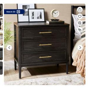 Better Homes & Gardens Oaklee 3 Drawer Nightstand with USB, Charcoal