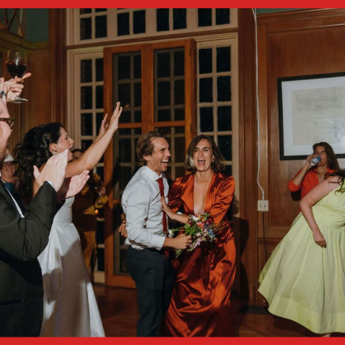 micah caught the bouquet at clara's wedding in 2024.