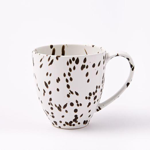 Spotted Mug, Black/White, Set of 4