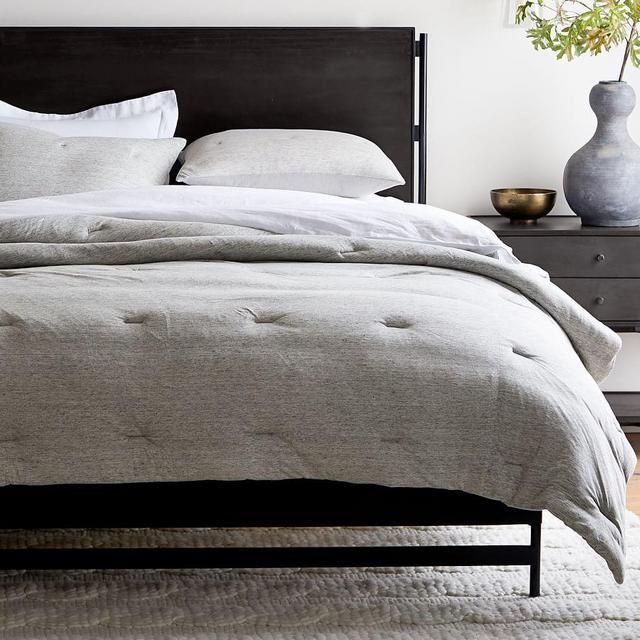 Gray Belgian Flax Linen Jersey Comforter, King/Cal. King