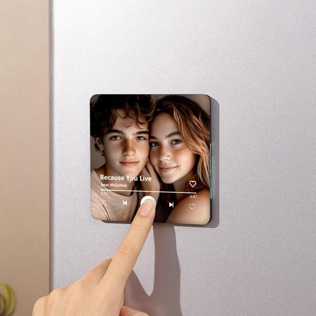 Personalized Music Fridge Magnet,Custom Photos & Music Refrigerator Magnet,Play Song Music Box,Photo Music Magnet,Birthday Gift for him,her