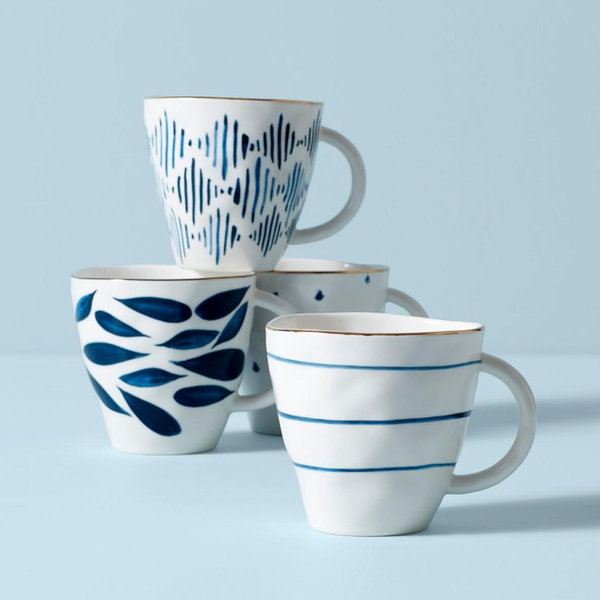 Lenox Blue Bay 4-Piece Dessert Mug Set, 2.75 LB