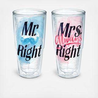 Mr. And Mrs. Right Heart 2-Piece Tumbler Set