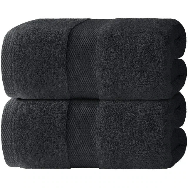 Wealuxe Luxury Soft Bath Sheet Towels - Cotton Luxury Bath Towels Extra Large - 2 Pack Absorbent Hotel Quality Bath Towels Oversized - 35x70" Black