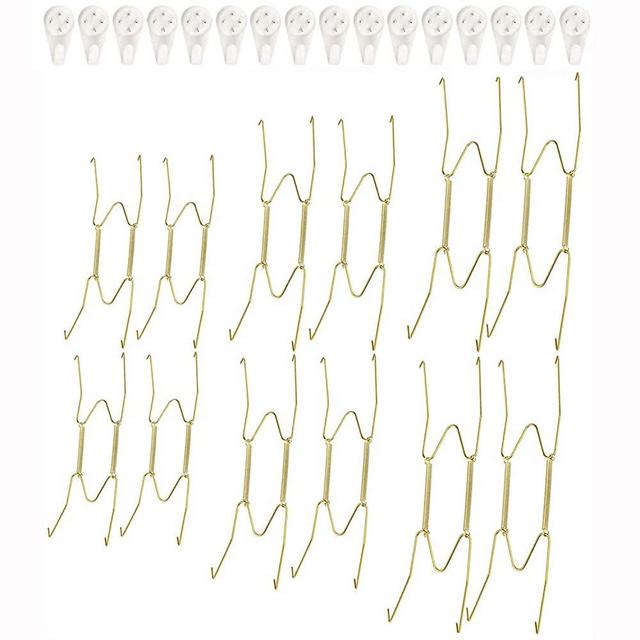 Fasunry12 Pack Plate Hangers, 6 8 10 Inch Wall Plate Hangers and 16 Pack Wall Hooks, Compatible 6 to 10.5 Inch Decorative Plates, Antique China, Antique Plates and Arts