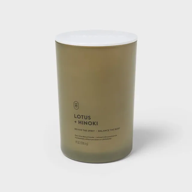 2 Wick Glass Lotus and Hinoki Jar Candle 19oz - Threshold™