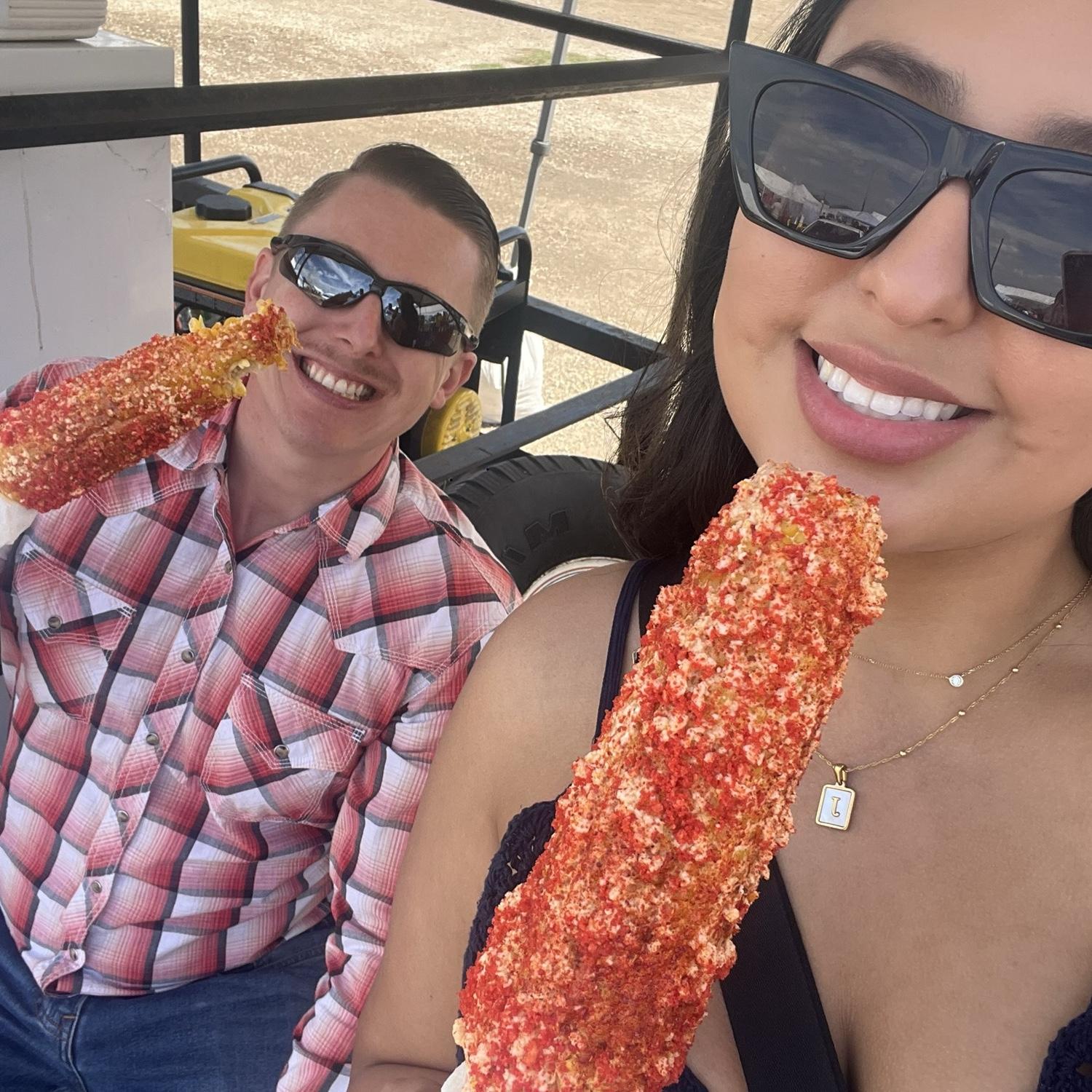 One of the many elotes we have eaten together.