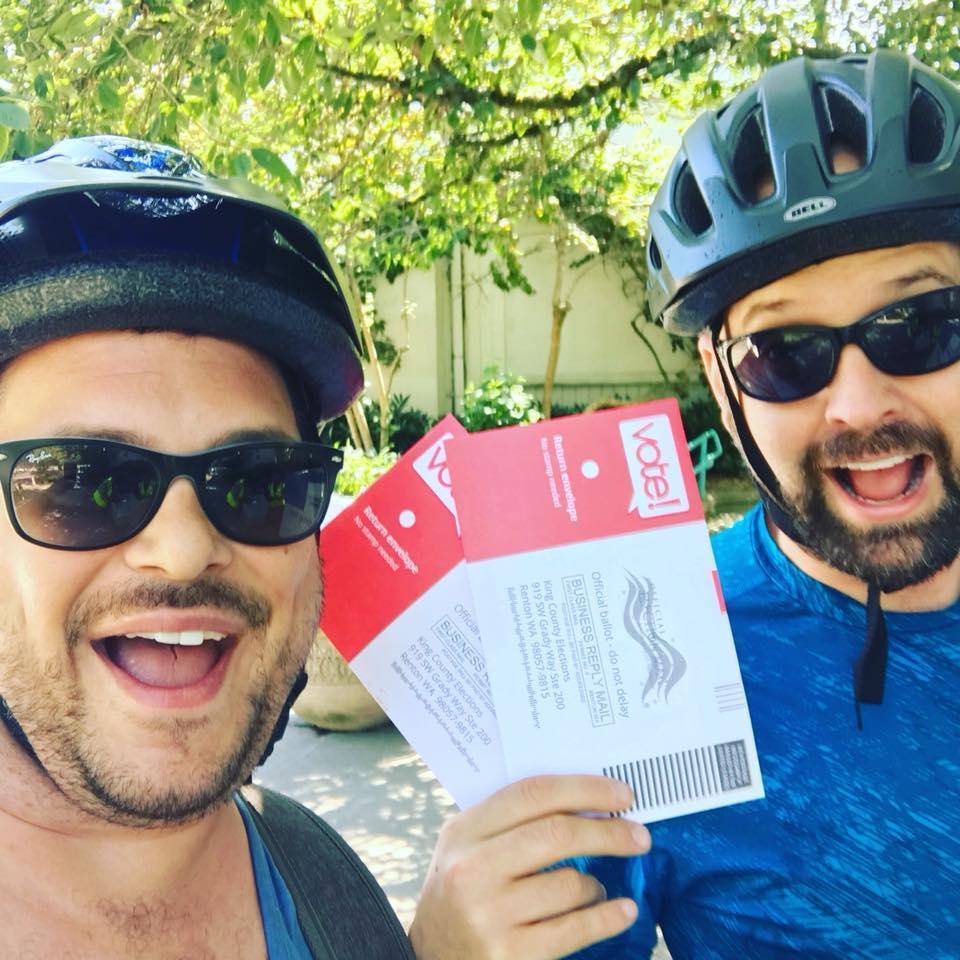 Doing our civic duty by voting, something near and dear to both of us.