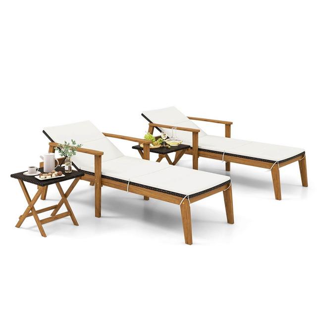 Costway 4 PCS Outdoor Chaise Lounge Chair Set with Armrests & 4-Level Backrest for Poolside