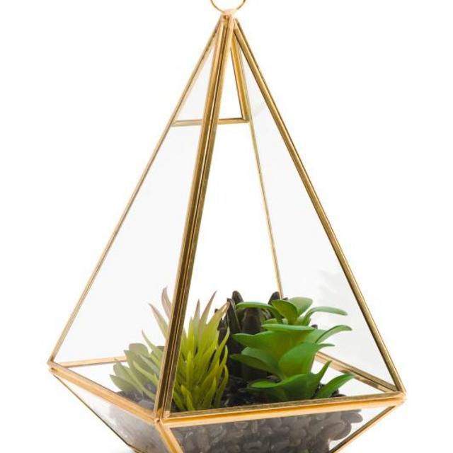 11in Faux Succulent Terrarium
