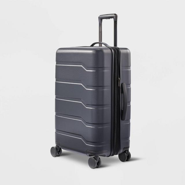 Hardside Medium Checked Suitcase Gray - Open Story™