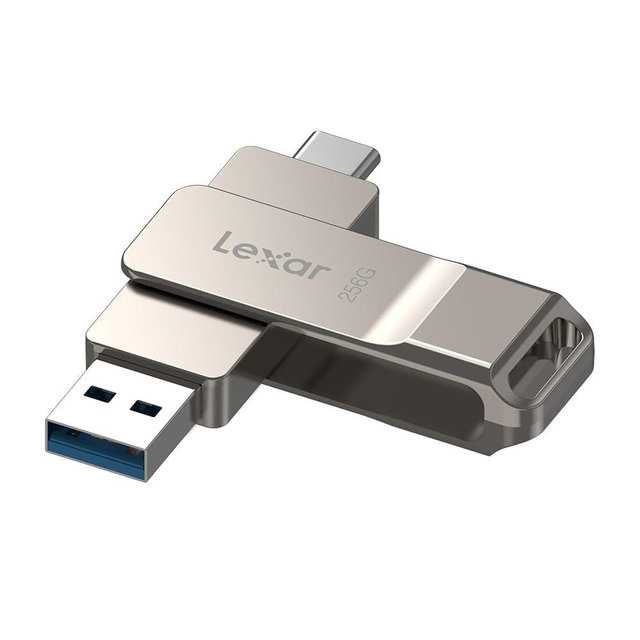 Lexar D40E 256GB Dual USB 3.2 Gen 1 Type-C Jump Drive, USB-C Flash Metal Housing Swivel Design Thumb Drive