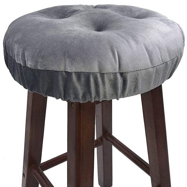 Augld Bar Stool Cushion Covers -Anti-Slip Padded Round Chiar Cushion 12" Velvet Grey