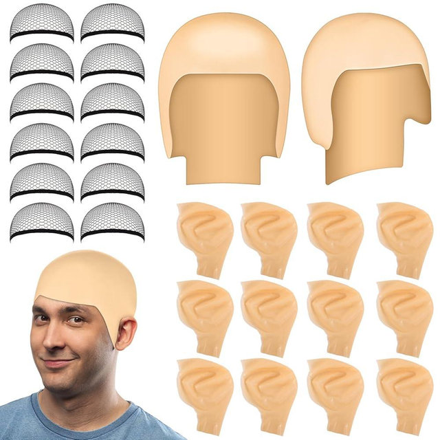 Ceenna 12 Set Bald Caps Bulk Makeup Latex Bald Caps Head Wig Cap for Adults Halloween Theme Party Supplies (Basic Style)