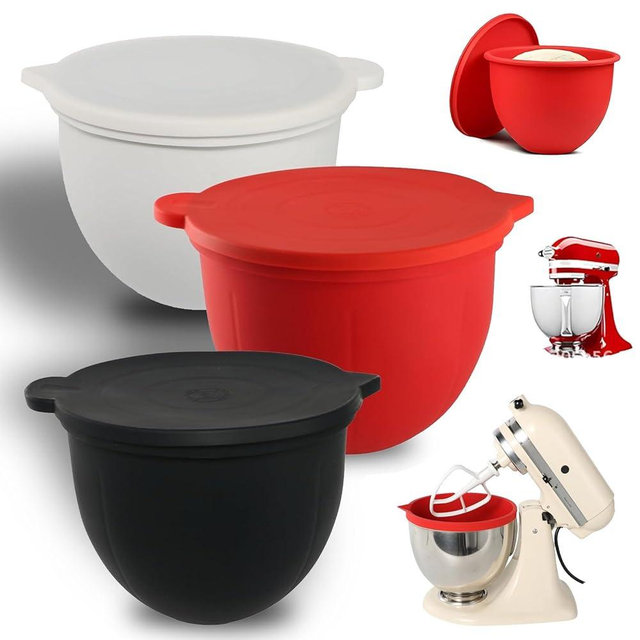 MixAid Silicone Liners for KitchenAid Tilt-Head 5 Qt Mixers, Kitchen Aid Silicone Bowl Insert, Replacement Mixer Bowls No Longer Needed, Mixer Attachments & Accessories for Baking/Cooking (1pcs Red)