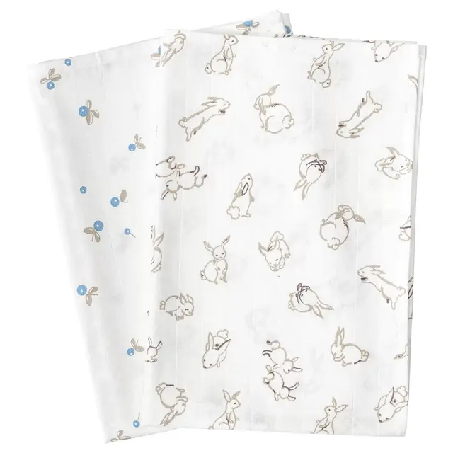 Burp Cloth, Rabbits/Blueberries Pattern