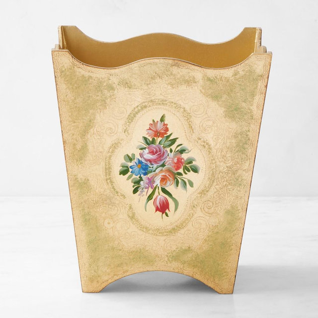 Florentine Wood Wastebasket, Light Green