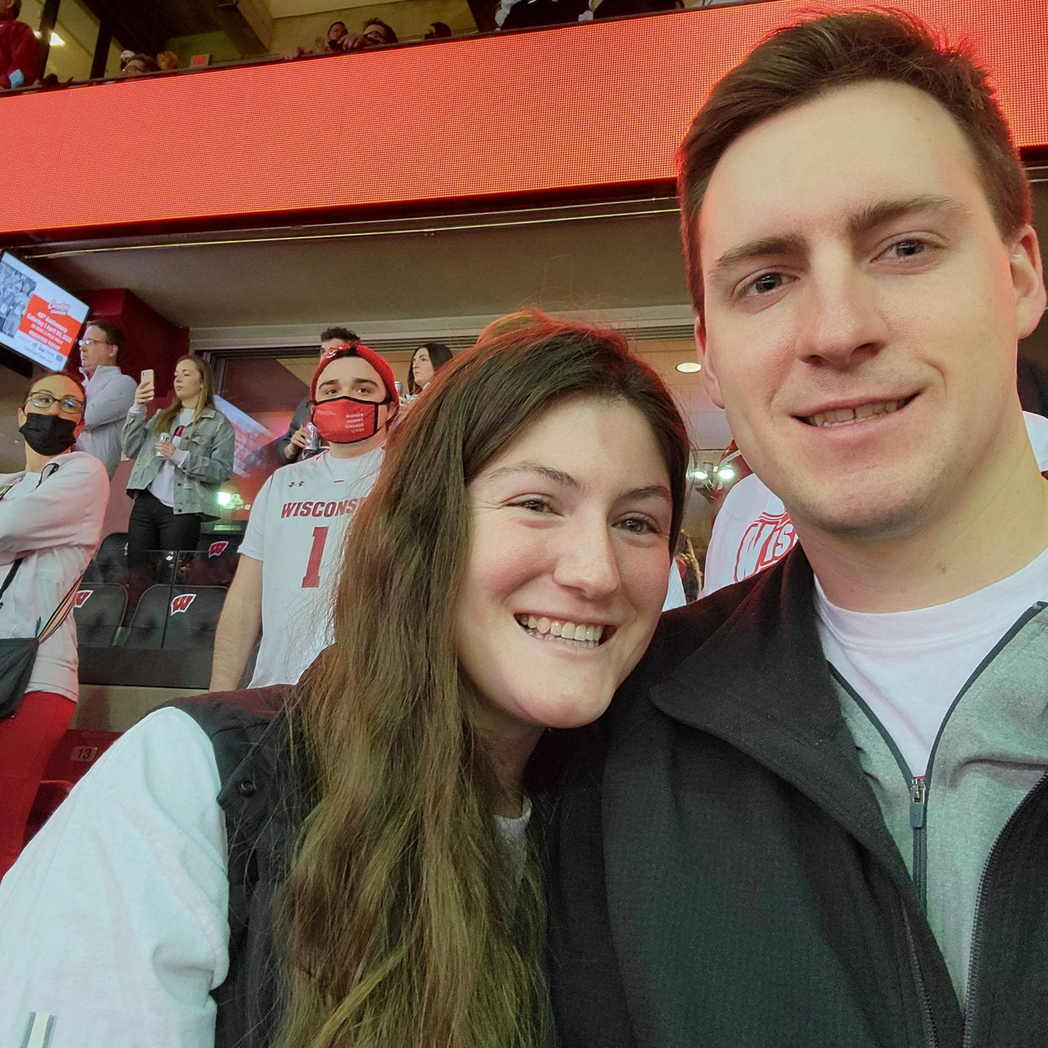 Our first Badger basketball game! The Badgers won the Big Ten Championship versus Purdue that night!