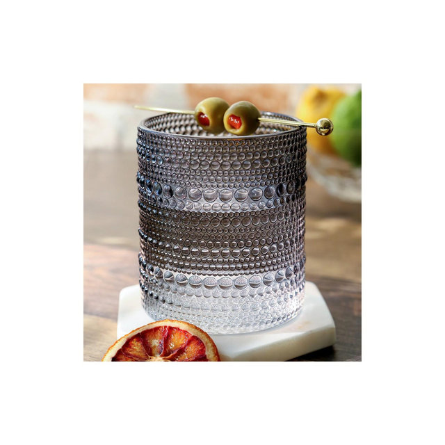 Kate Aspen 10 oz. Textured Beaded Smoke Grey Drinking Glasses | 27204SG