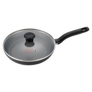 T-Fal - T-fal C51897 Simply Cook Nonstick Dishwasher Safe Cookware 10 Fry Pan with Lid Black