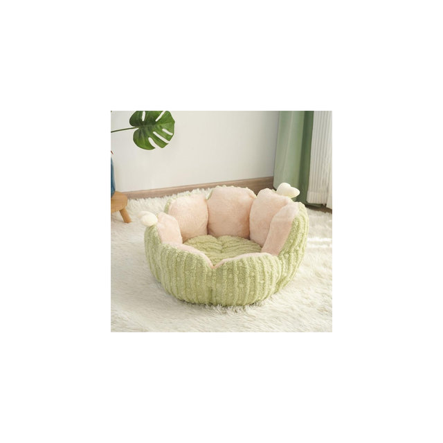 Fairela™ - Cactus Blossom Cat Bed – Plush Cat Bed with Reversible Cushion, Cozy Flower Pet Bed for Cats