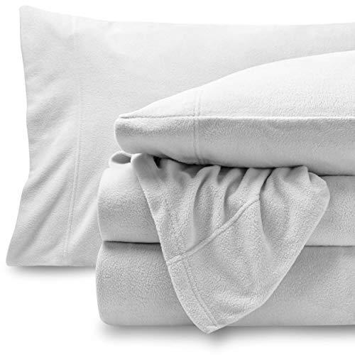 Bare Home Super Soft Fleece Sheet Set - Queen Size - Extra Plush Polar Fleece, Pill-Resistant Bed Sheets - All Season Cozy Warmth, Breathable & Hypoallergenic (Queen, White)