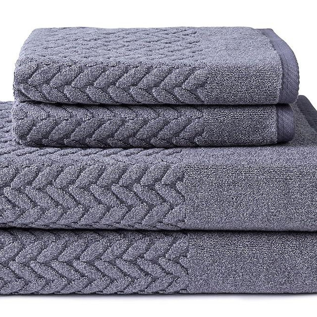 Texere 100% Organic Cotton Jacquard 650 GSM Premium Bath Towel Sets - Extra Absorbent Quick Dry and Plush (Cable, Excalibur, 2 Bath & 2 Hand Towels)