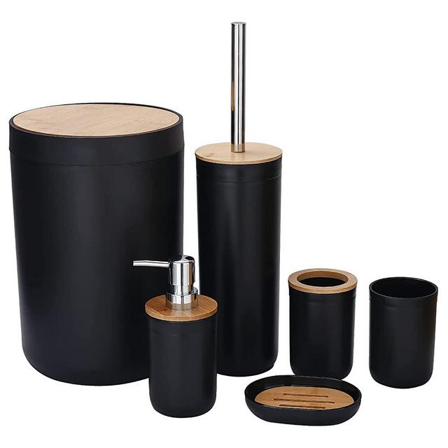 iMucci Bathroom Accessories Set - with Trash Can Toothbrush Holder