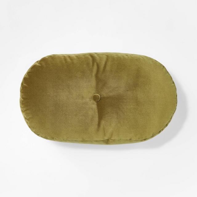 Velvet Oval Shaped Throw Pillow with Tufted Center Green - Threshold™ designed with Studio McGee