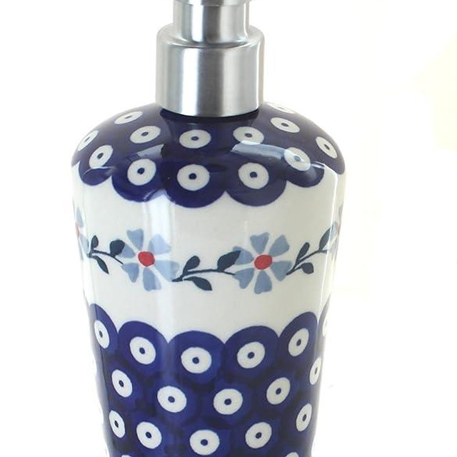 Blue Rose Polish Pottery Blue Violet Soap Dispenser