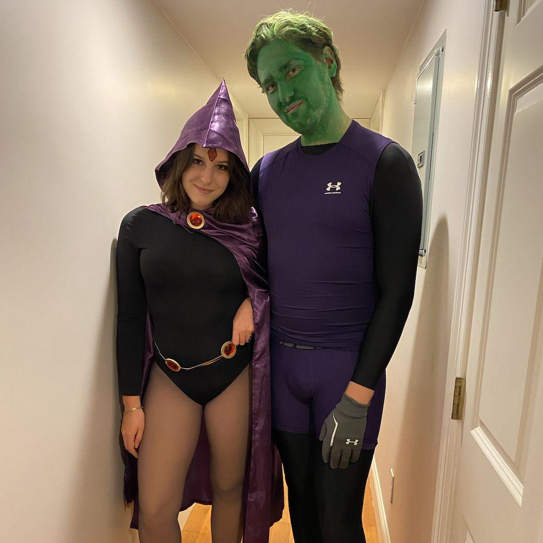 Raven and Beast Boy. This is the last couples costume because now Shannon visits in October and I do a couples costume with her - last year we were Peaky Blinders.
