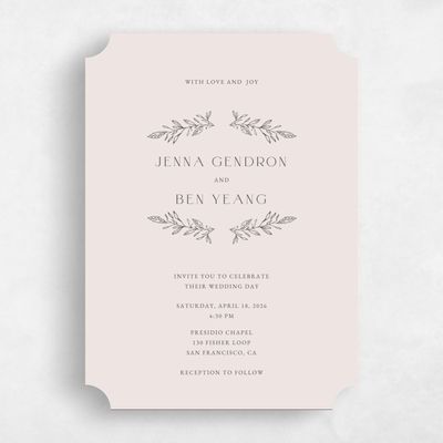 Brown Ticket Wedding Invitation - Phippsburg Classic