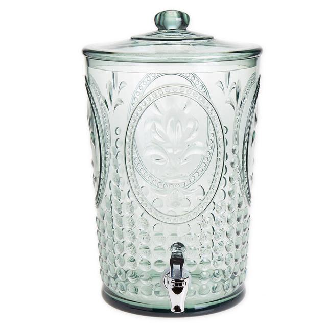 Vintage Embossed 1.95-Gallon Beverage Dispenser in Green