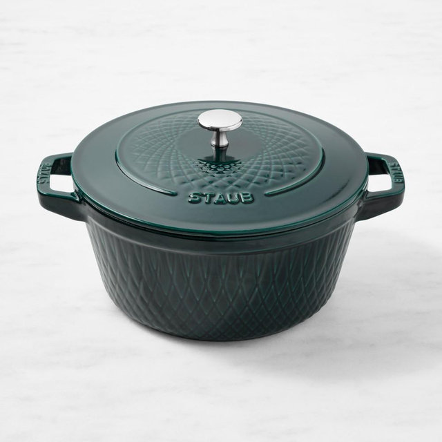 Staub Enameled Cast Iron Embossed Twist Dutch Oven, 4 1/4-Qt., La Mer