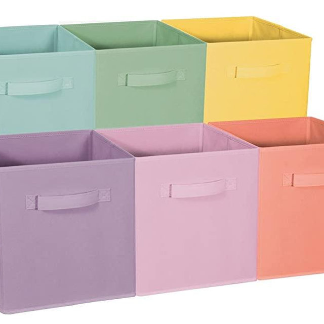 Sorbus Foldable Storage Cube Basket Bin - Great for Nursery, Playroom, Closet, Home Organization (Pastel Multi-Color, 6 Pack)