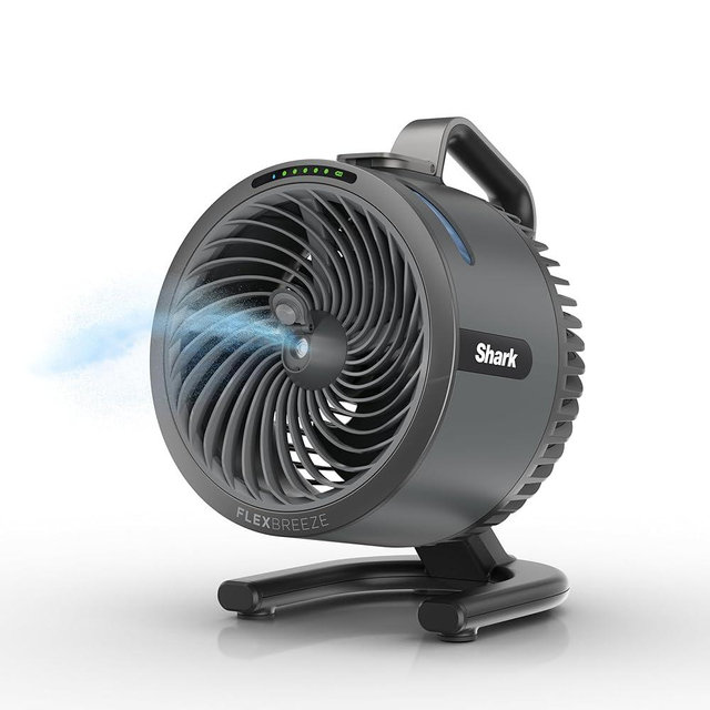 All-New Shark FlexBreeze HydroGo Pro Fan - Powerful, portable fan, indoor & outdoor, dry-touch evaporative mist. Corded & cordless, 5 speeds, extended battery runtime, Graphite, FA056 (2026 Release)