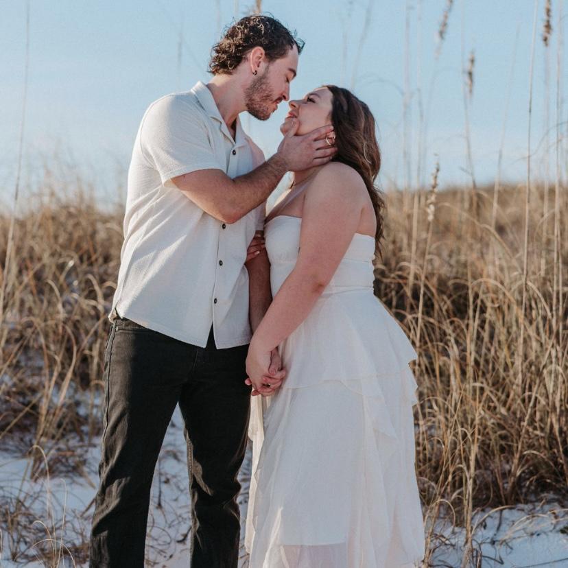 The bride and groom love this picture from their engagement shoot!