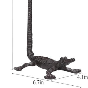 BRASSTAR Cast Iron Crocodile Paper Towel Holder Vintage Toilet Paper Roll Holder Stand for Floor or Countertop Home Decor Gift TQGJPT36
