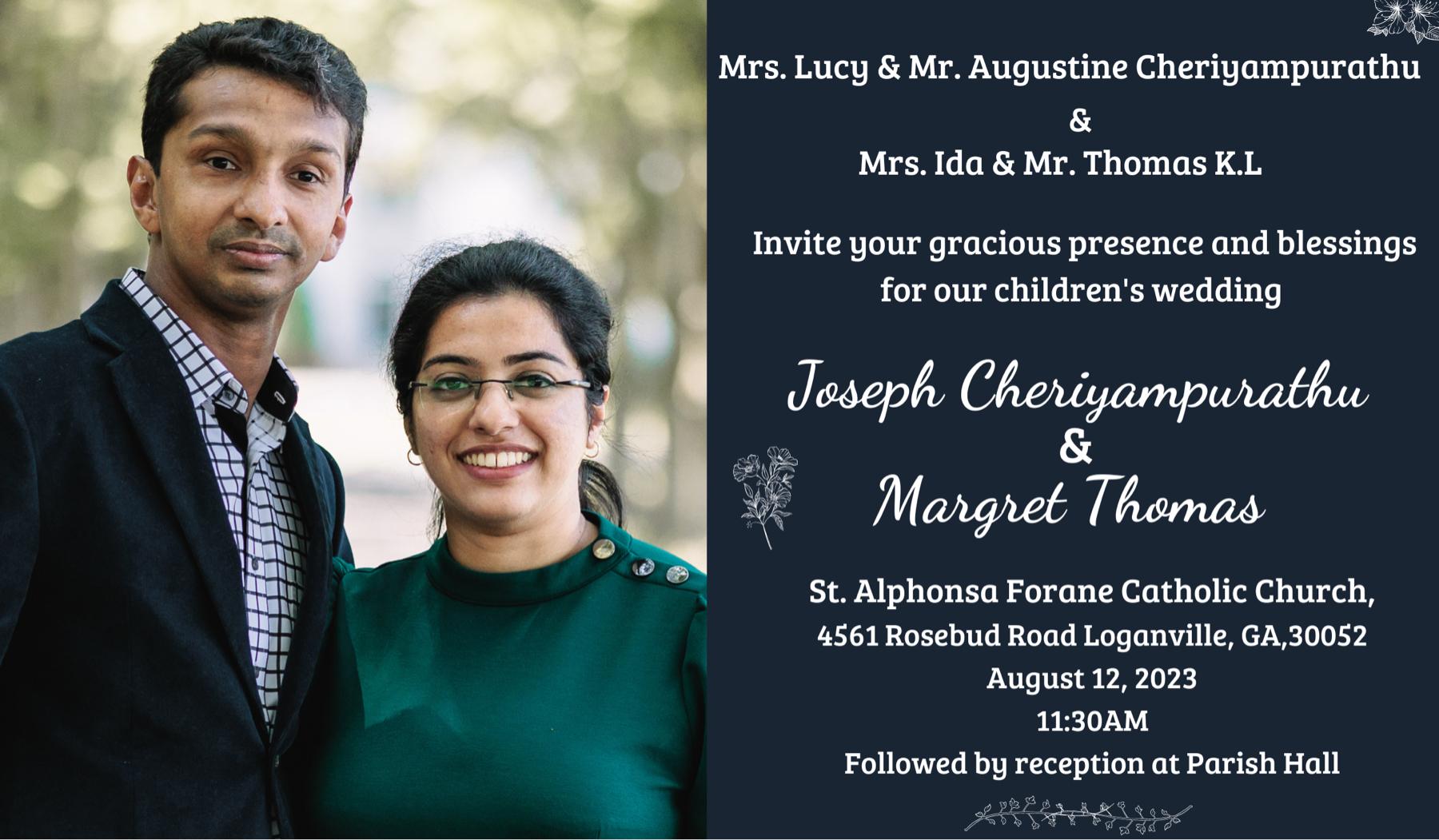 The Wedding Website of Joseph Cheriyampurathu and Margret Thomas