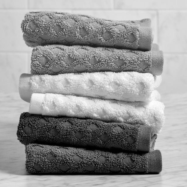 Better Homes & Gardens Thick and Plush Textured 6-Piece Washcloth Set, Silver/White/Grey
